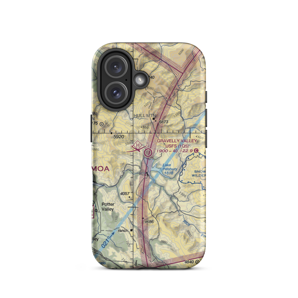 Gravelly Valley Airport (1Q5) VFR Sectional  Tough iPhone Case iPhone 16 model shown