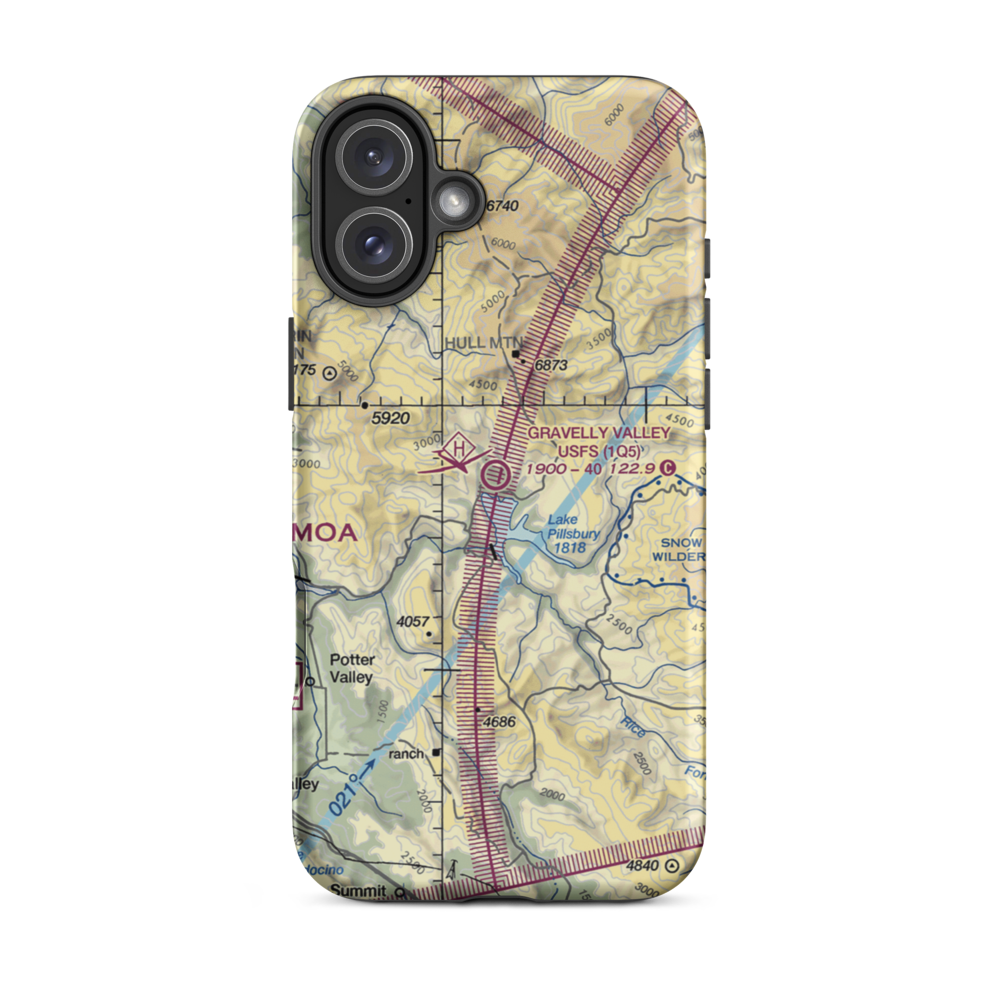 Gravelly Valley Airport (1Q5) VFR Sectional  Tough iPhone Case iPhone 16 Plus model shown