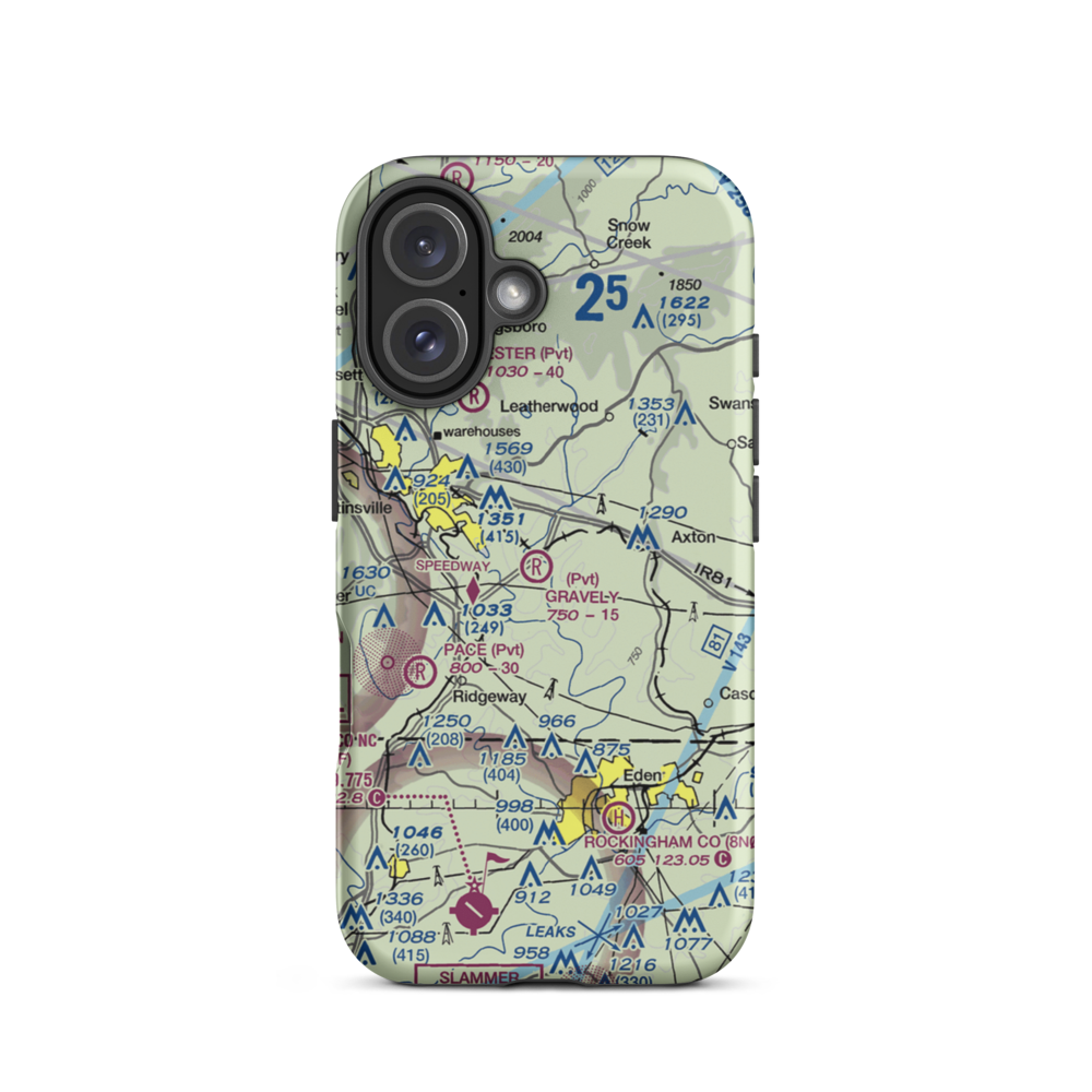 Gravely Airport (VA12) VFR Sectional  Tough iPhone Case iPhone 16 model shown