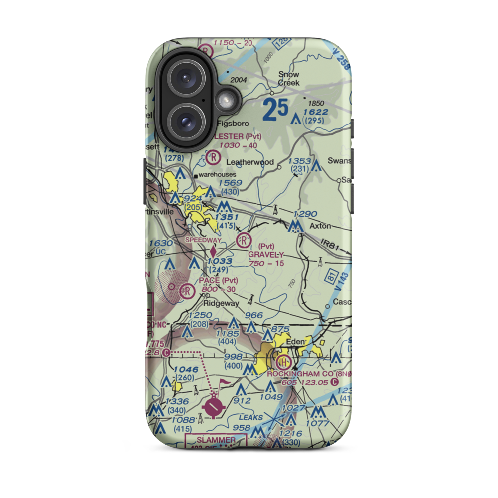Gravely Airport (VA12) VFR Sectional  Tough iPhone Case iPhone 16 Plus model shown