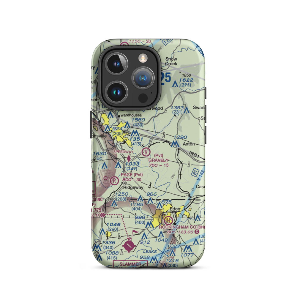 Gravely Airport (VA12) VFR Sectional  Tough iPhone Case iPhone 16 Pro model shown