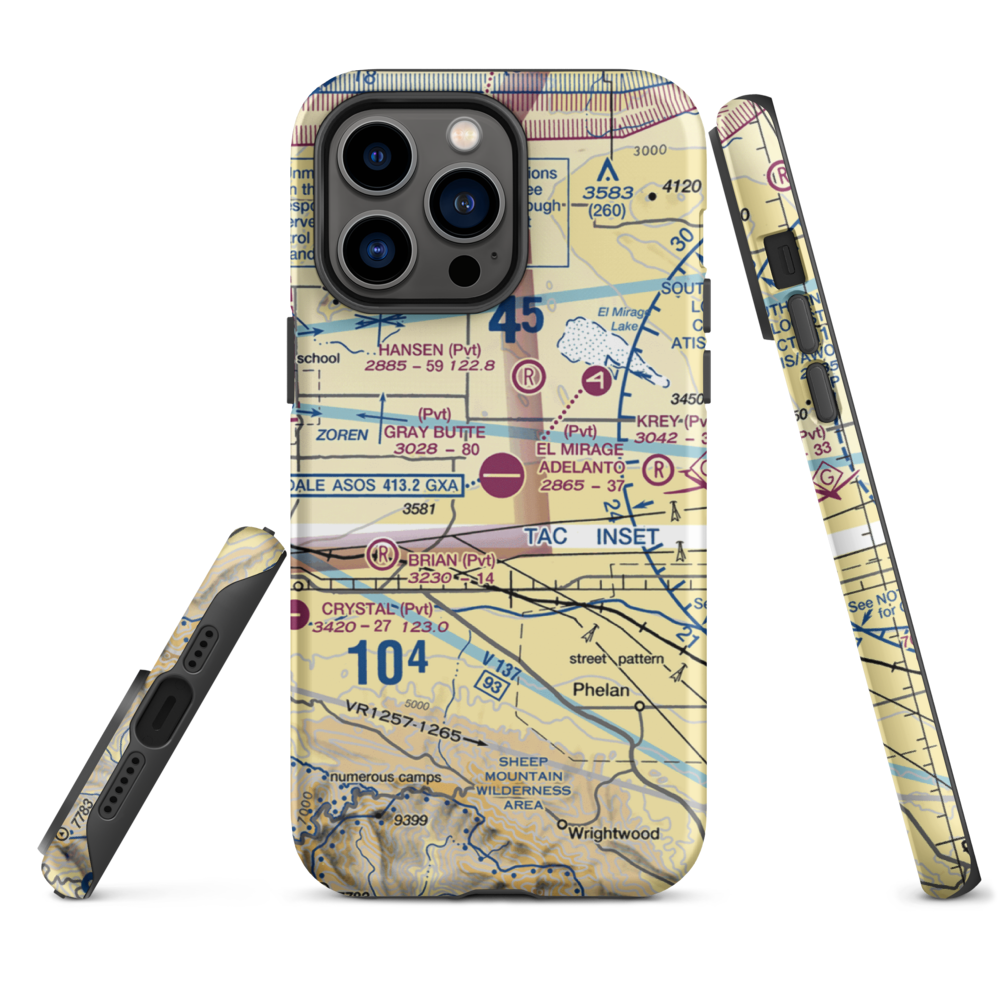 Gray Butte Field (04CA) VFR Sectional  Tough iPhone Case iPhone 14 Pro Max model shown