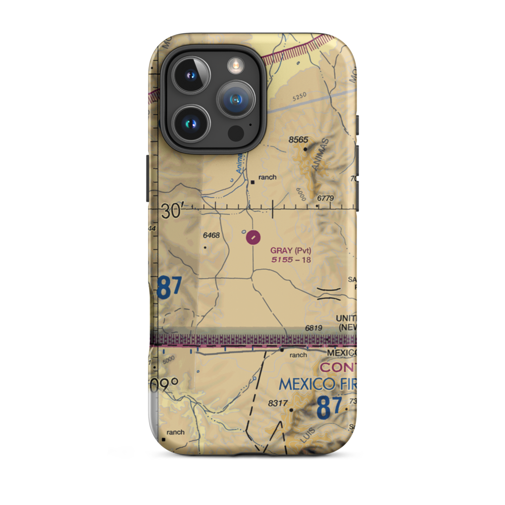 Gray Ranch Airport (NM64) VFR Sectional  Tough iPhone Case iPhone 16 Pro Max model shown
