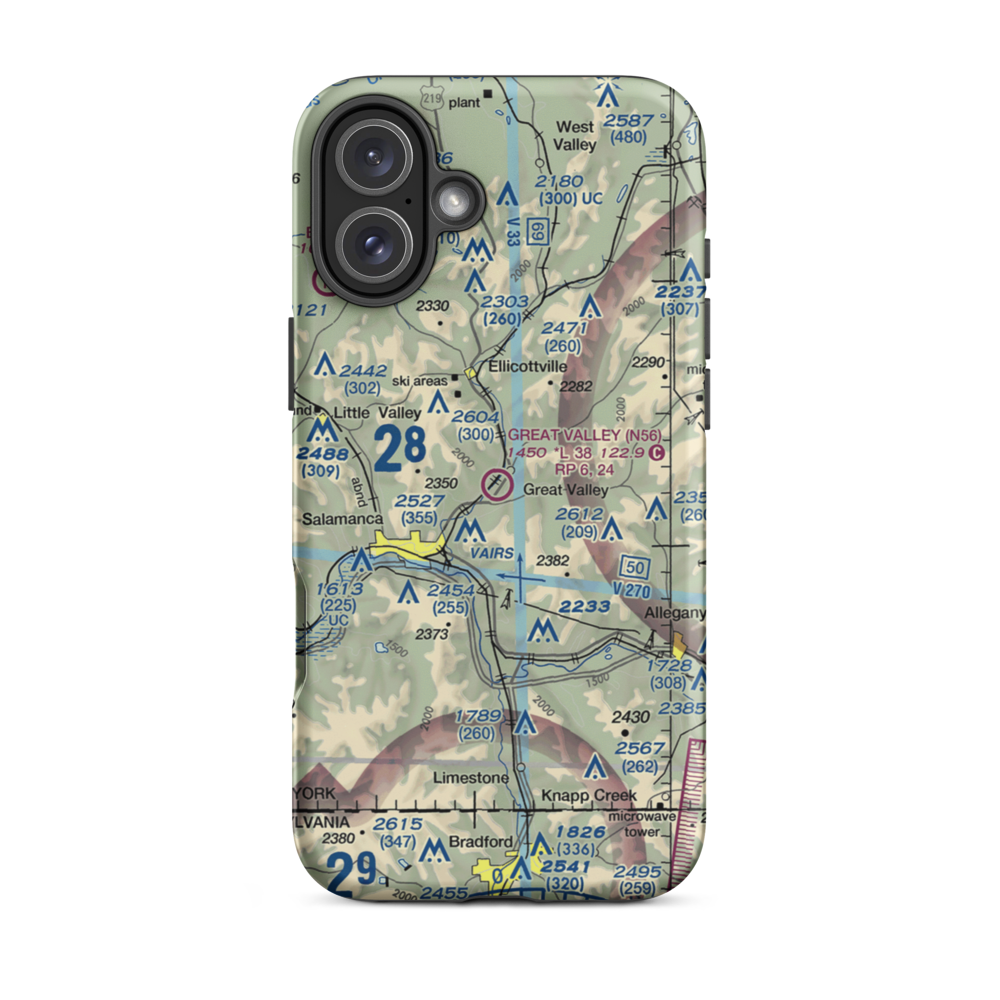 Great Valley Airport (N56) VFR Sectional  Tough iPhone Case iPhone 16 Plus model shown