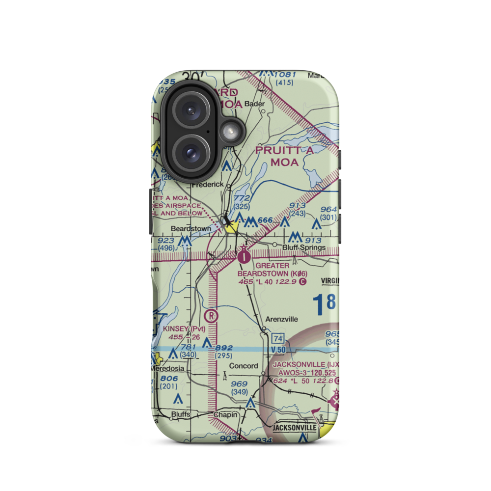 Greater Beardstown Airport (K06) VFR Sectional  Tough iPhone Case iPhone 16 model shown