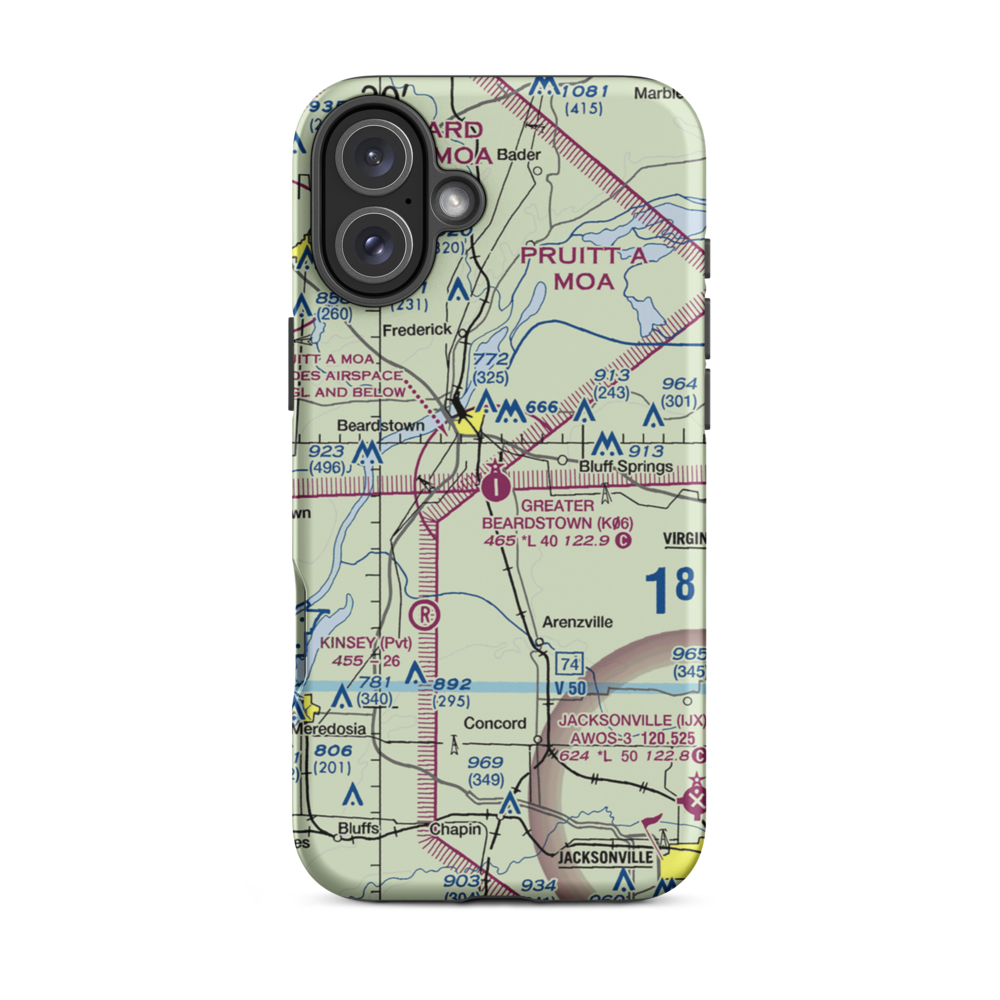 Greater Beardstown Airport (K06) VFR Sectional  Tough iPhone Case iPhone 16 Plus model shown
