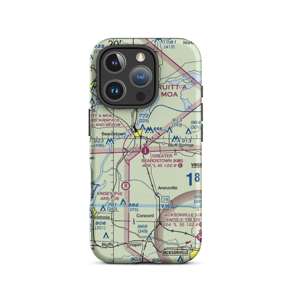 Greater Beardstown Airport (K06) VFR Sectional  Tough iPhone Case iPhone 16 Pro model shown