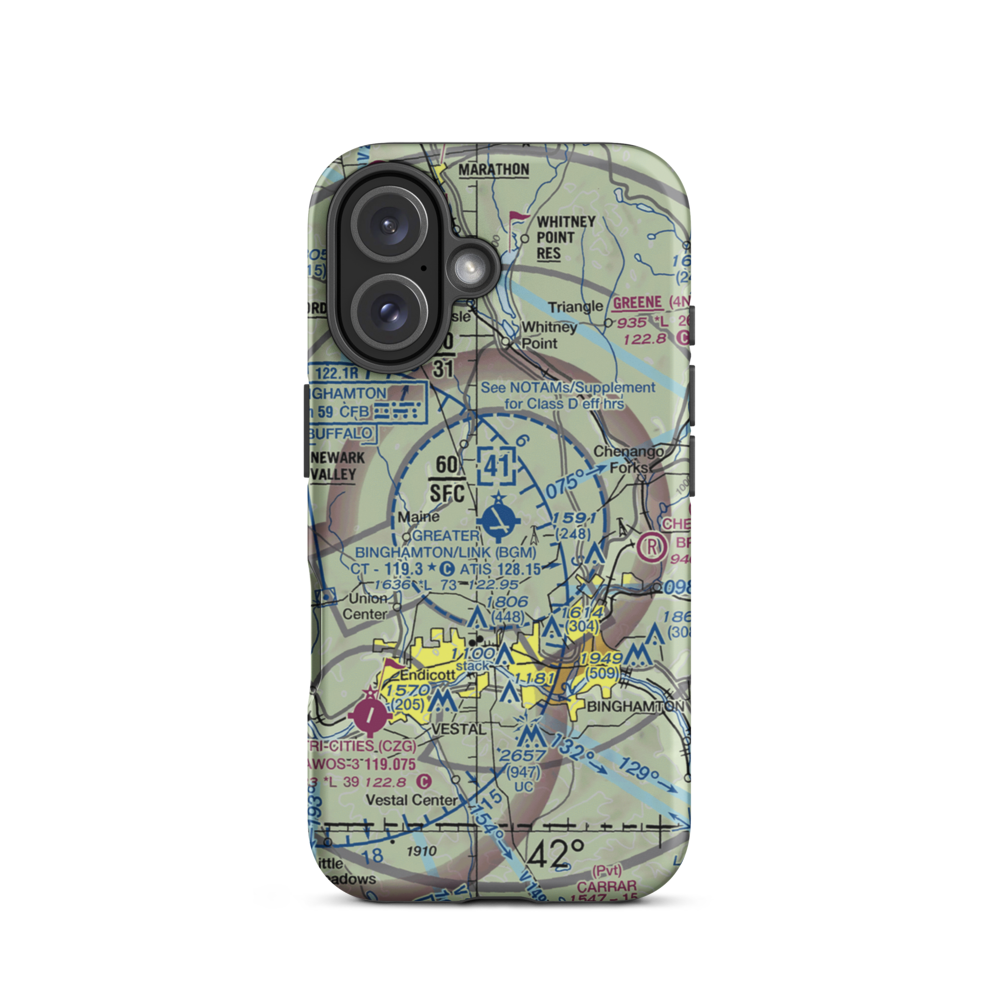 Greater Binghamton/Edwin A Link field (BGM) VFR Sectional  Tough iPhone Case iPhone 16 model shown