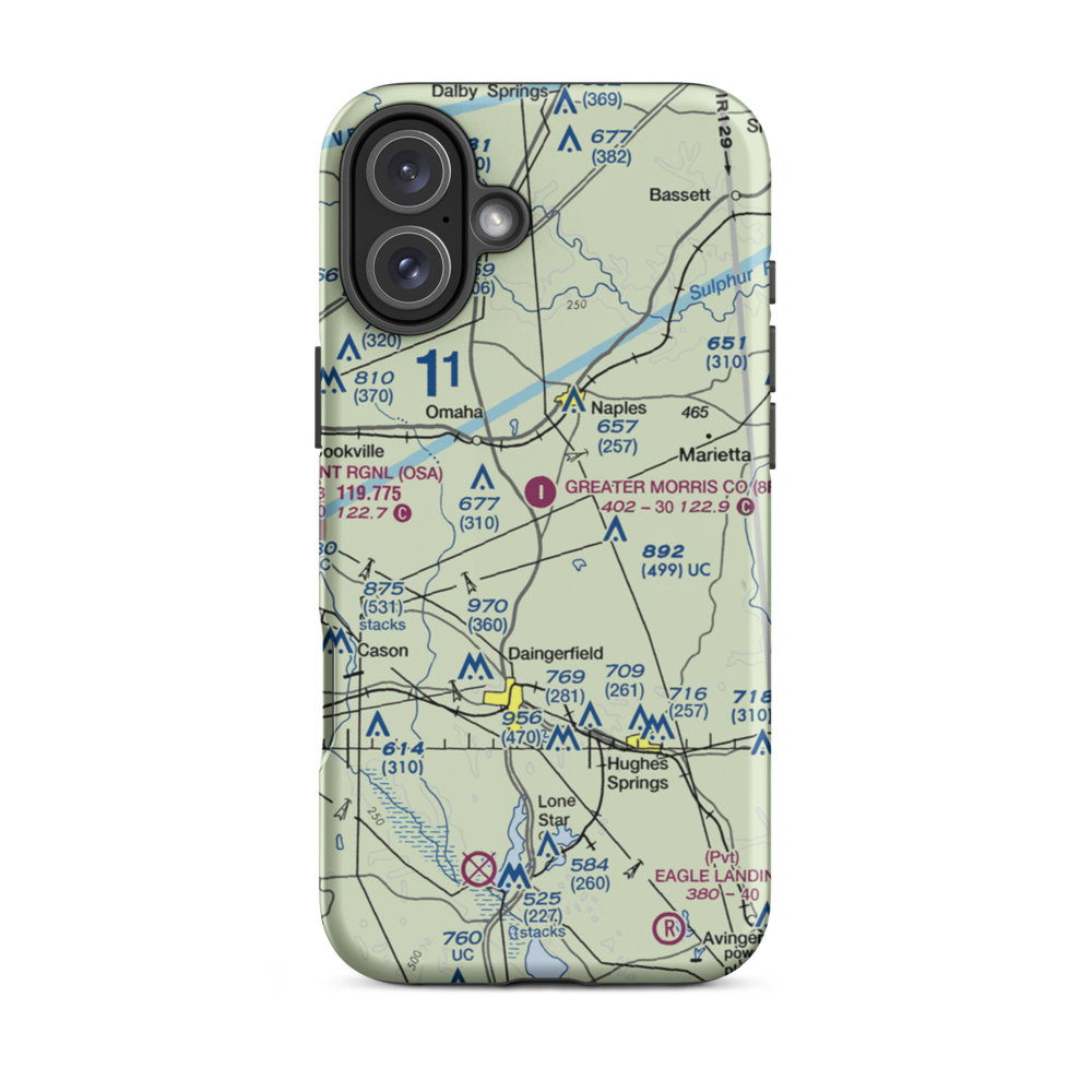 Greater Morris County Airport (8F5) VFR Sectional  Tough iPhone Case iPhone 16 Plus model shown