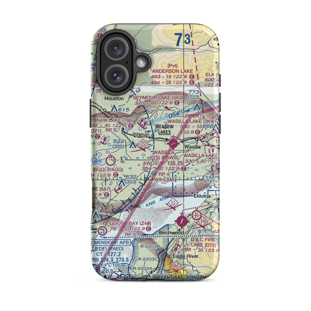 Grebe Lake Airport (AK45) VFR Sectional  Tough iPhone Case iPhone 16 Plus model shown