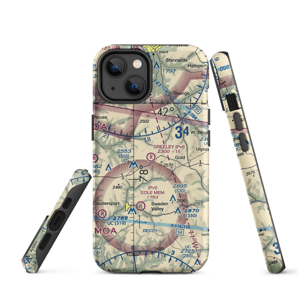 Greeley Airport (PN15) VFR Sectional  Tough iPhone Case iPhone 14 model shown