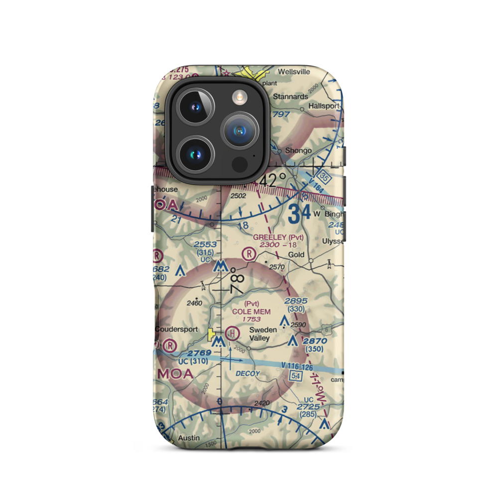 Greeley Airport (PN15) VFR Sectional  Tough iPhone Case iPhone 16 Pro model shown