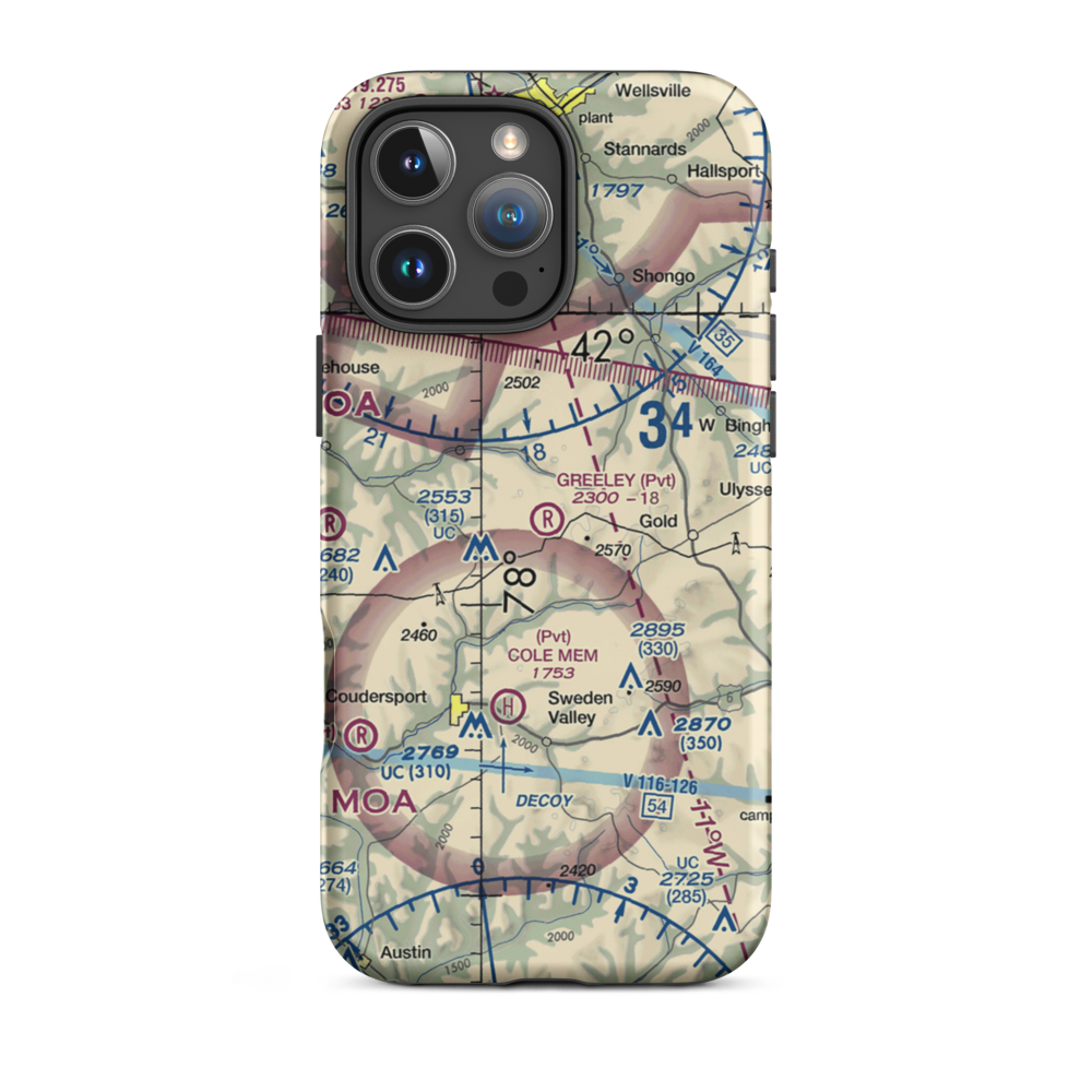 Greeley Airport (PN15) VFR Sectional  Tough iPhone Case iPhone 16 Pro Max model shown