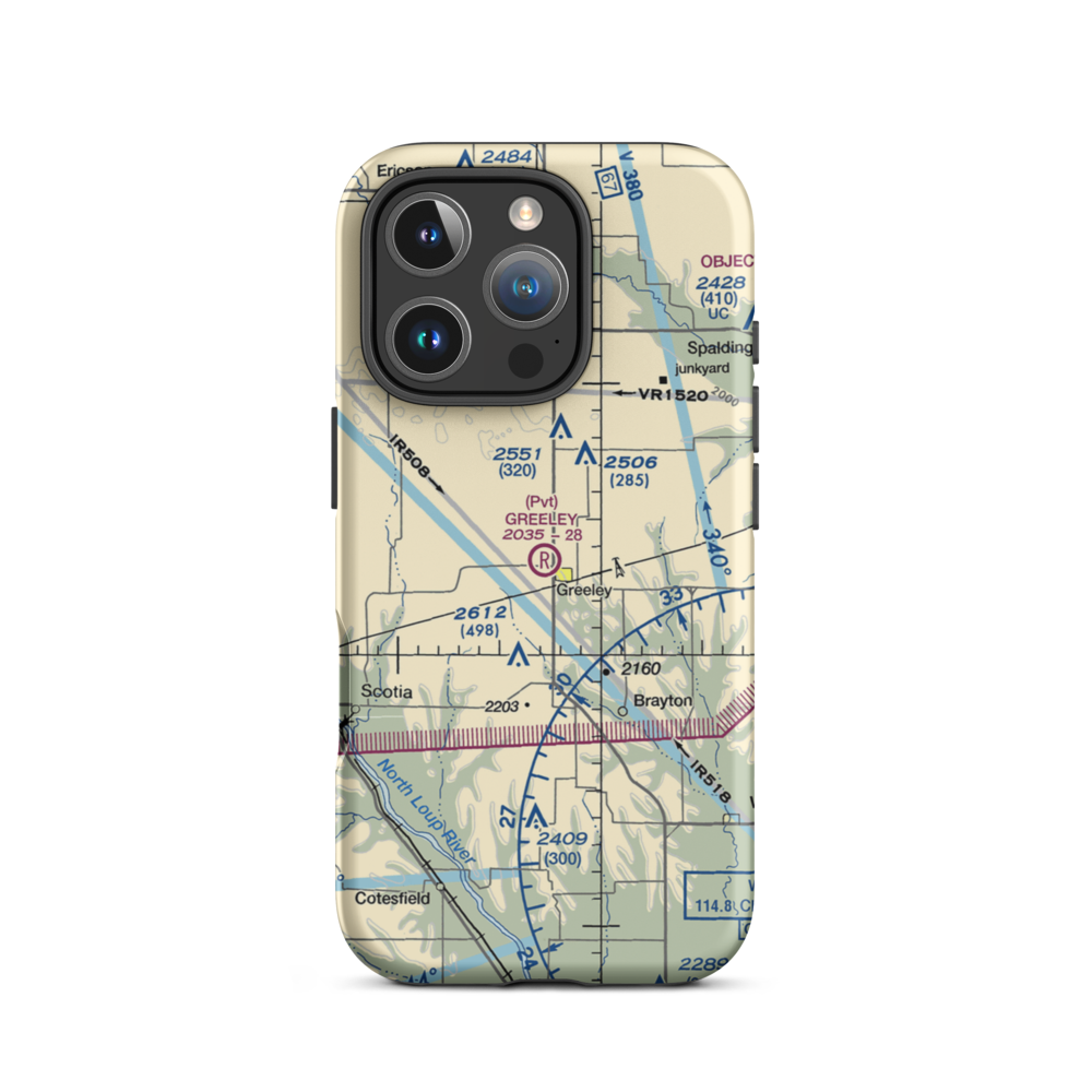 Greeley Municipal Airport (NE46) VFR Sectional  Tough iPhone Case iPhone 16 Pro model shown