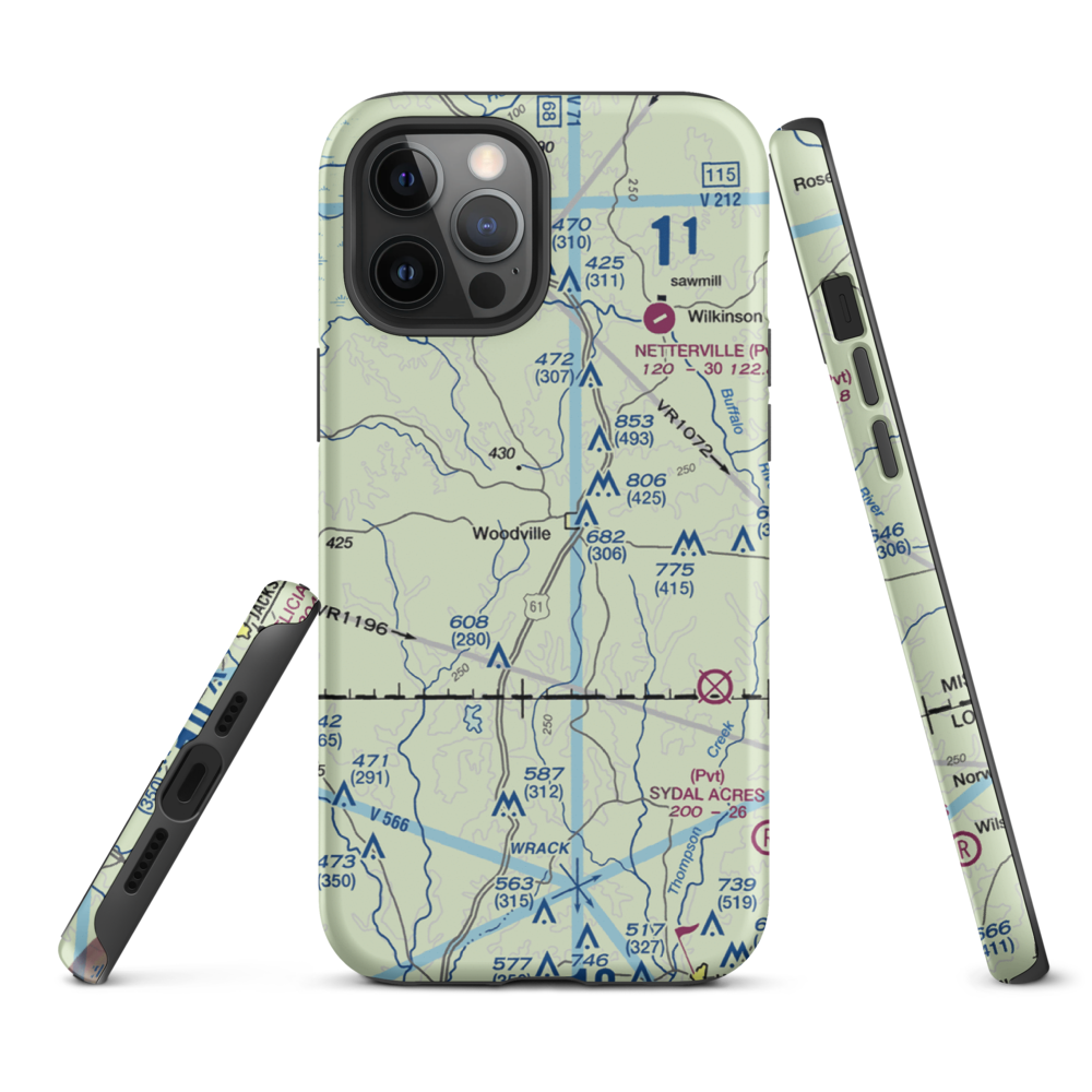 Green Acres Airport (12MS) VFR Sectional  Tough iPhone Case iPhone 12 Pro Max model shown