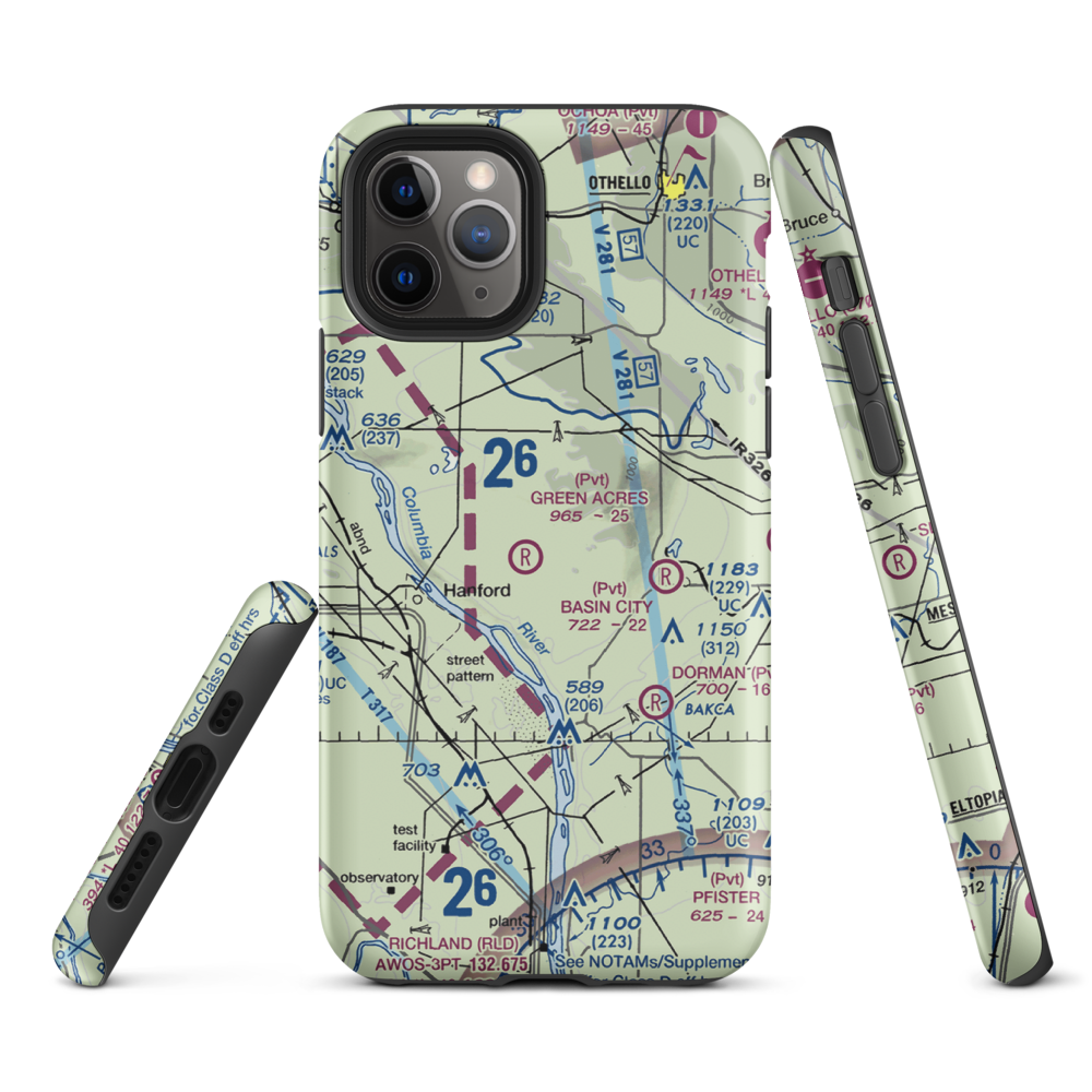 Green Acres Airport (6WA3) VFR Sectional  Tough iPhone Case iPhone 11 Pro model shown