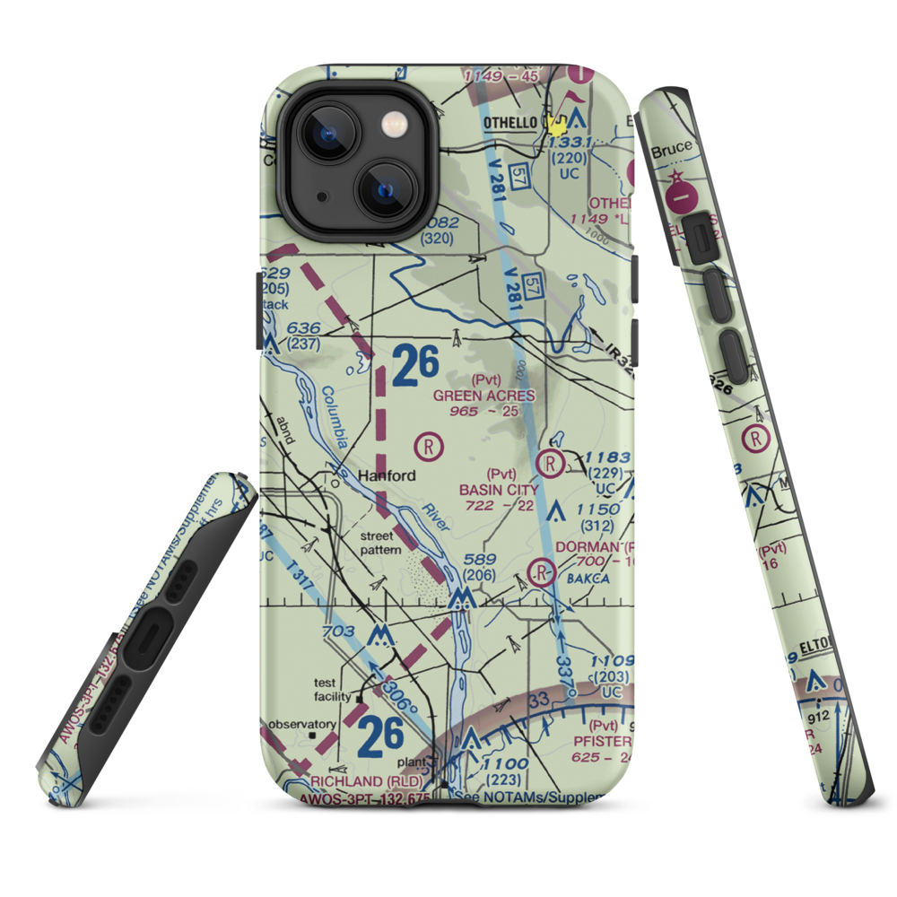 Green Acres Airport (6WA3) VFR Sectional  Tough iPhone Case iPhone 14 Plus model shown