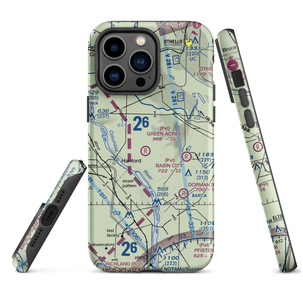 Green Acres Airport (6WA3) VFR Sectional  Tough iPhone Case iPhone 14 Pro Max model shown