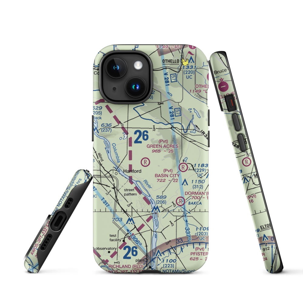 Green Acres Airport (6WA3) VFR Sectional  Tough iPhone Case iPhone 15 model shown