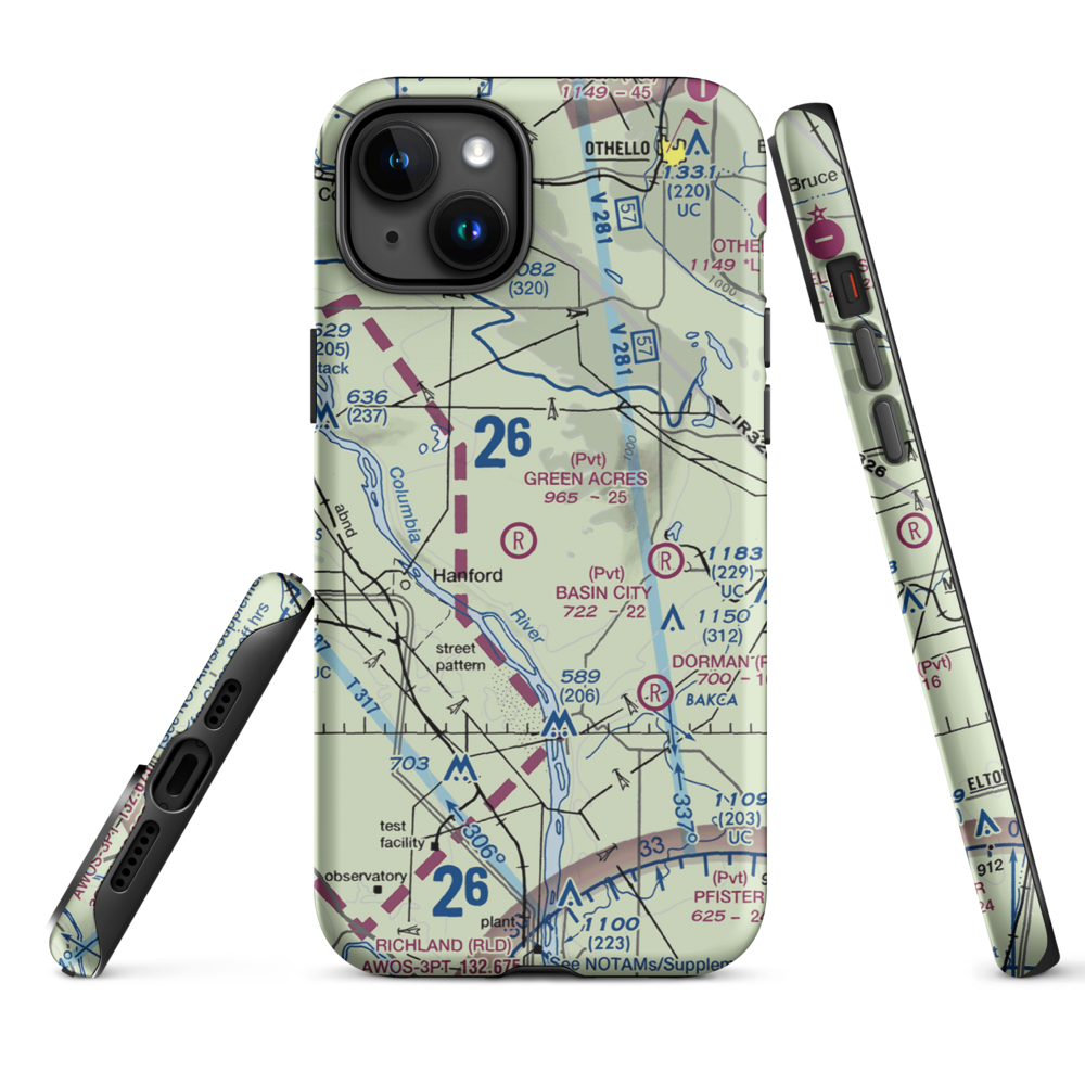 Green Acres Airport (6WA3) VFR Sectional  Tough iPhone Case iPhone 15 Plus model shown