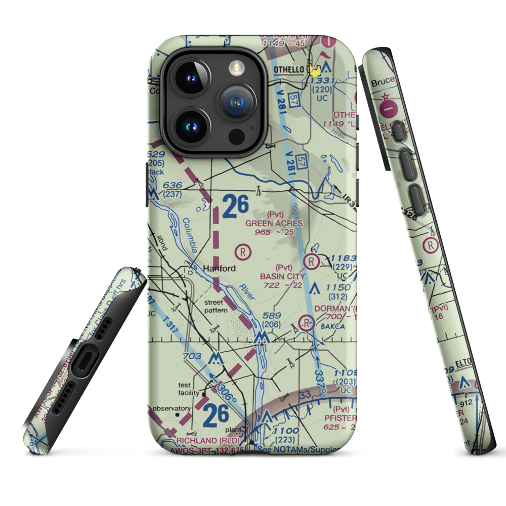 Green Acres Airport (6WA3) VFR Sectional  Tough iPhone Case iPhone 15 Pro Max model shown