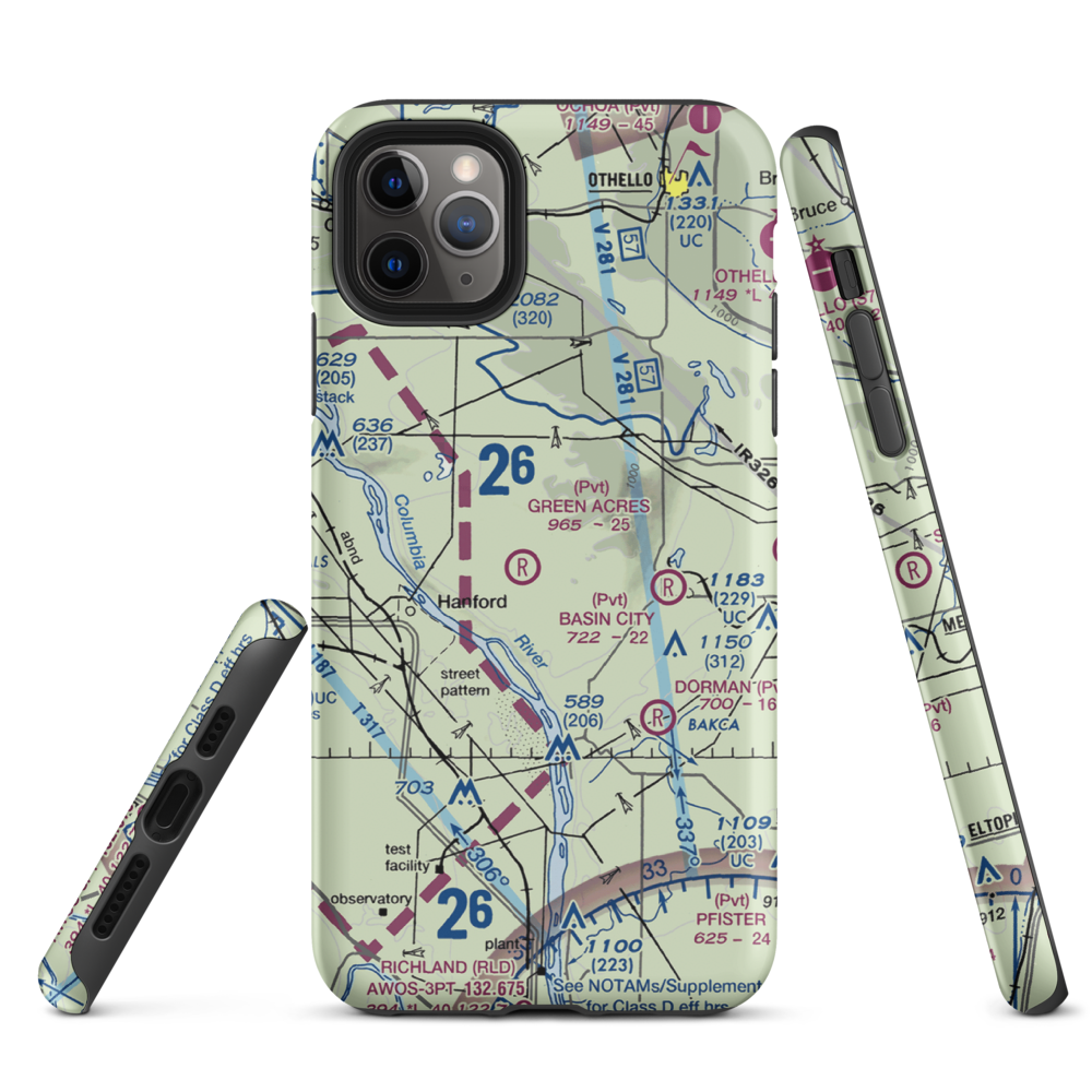 Green Acres Airport (6WA3) VFR Sectional  Tough iPhone Case iPhone 11 Pro Max model shown