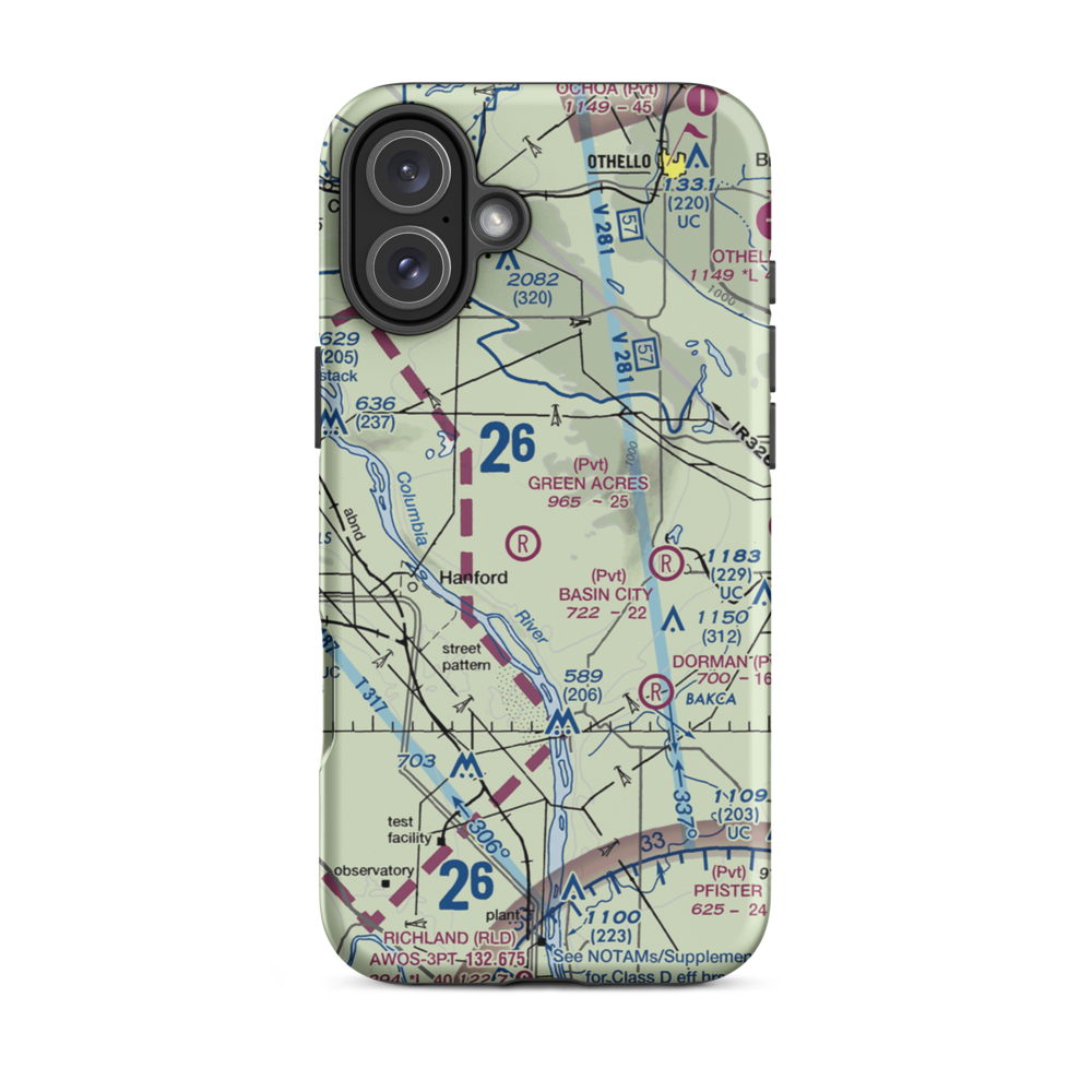 Green Acres Airport (6WA3) VFR Sectional  Tough iPhone Case iPhone 16 Plus model shown