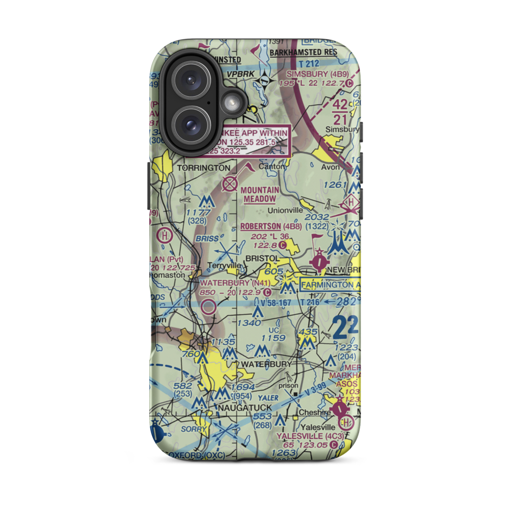 Green Acres Airport (CT96) VFR Sectional  Tough iPhone Case iPhone 16 Plus model shown