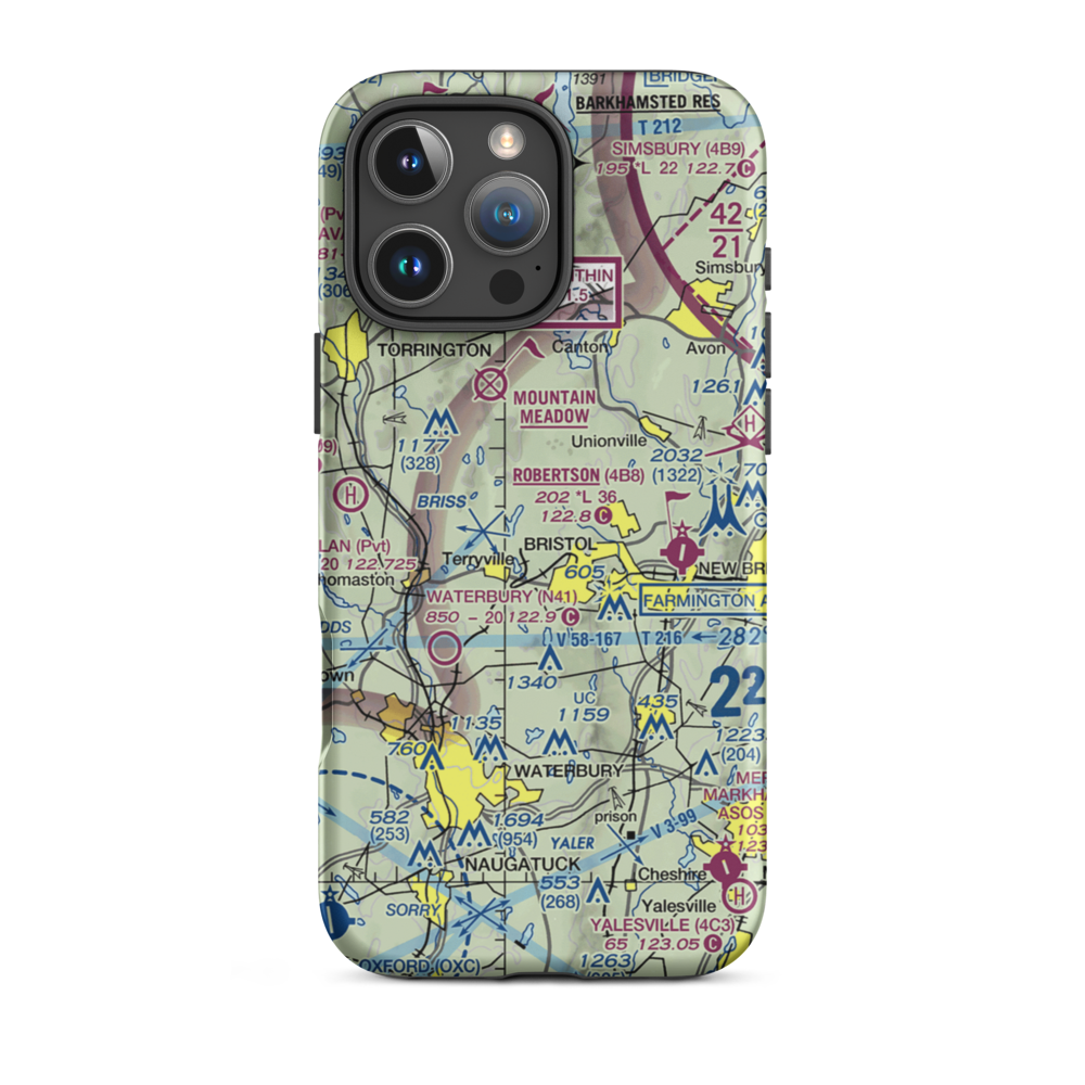 Green Acres Airport (CT96) VFR Sectional  Tough iPhone Case iPhone 16 Pro Max model shown