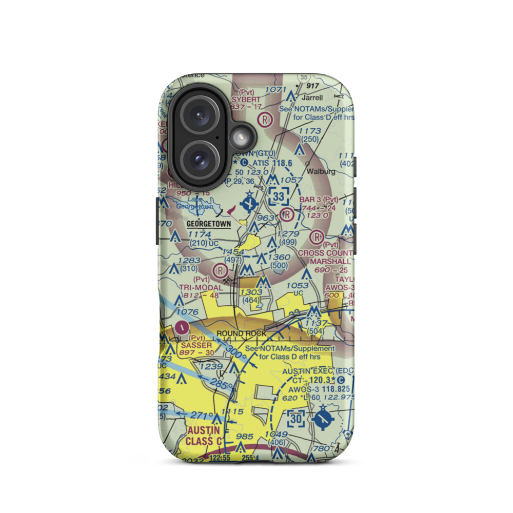 Green Airport (TX92) VFR Sectional  Tough iPhone Case iPhone 16 model shown