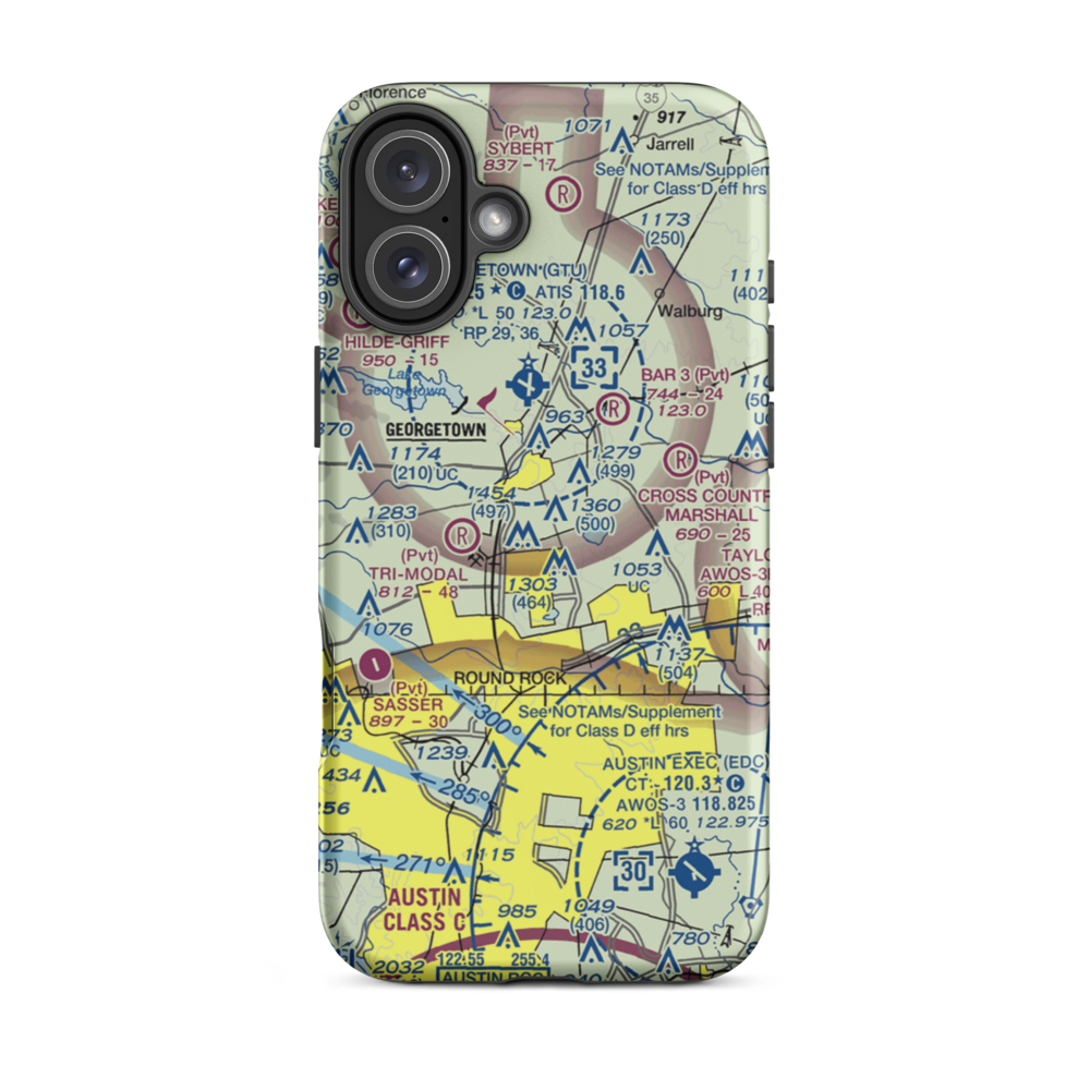 Green Airport (TX92) VFR Sectional  Tough iPhone Case iPhone 16 Plus model shown