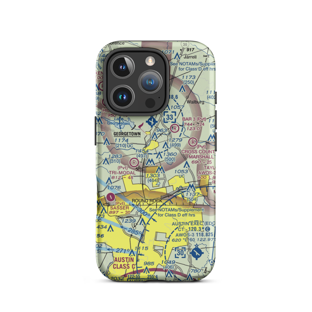 Green Airport (TX92) VFR Sectional  Tough iPhone Case iPhone 16 Pro model shown