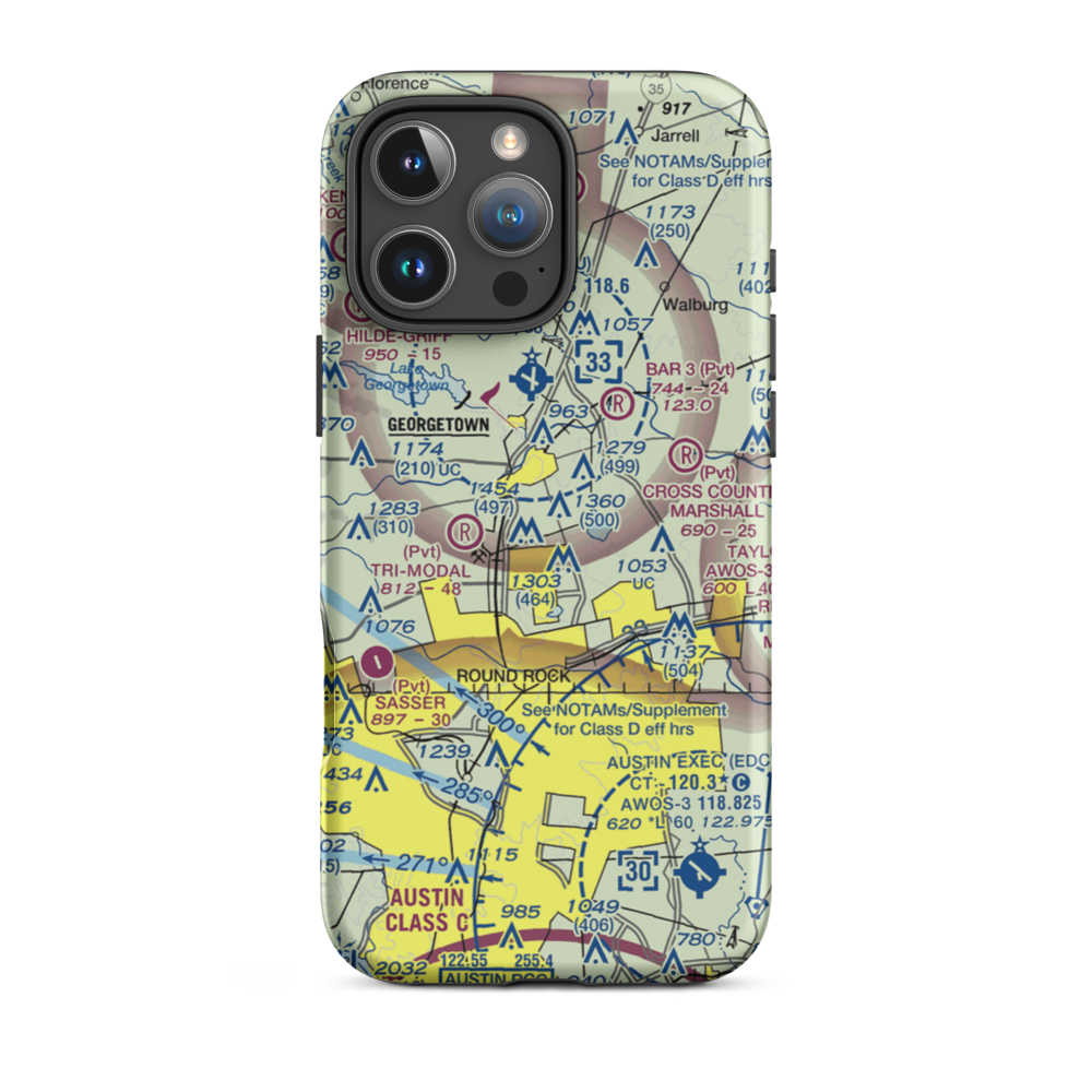 Green Airport (TX92) VFR Sectional  Tough iPhone Case iPhone 16 Pro Max model shown
