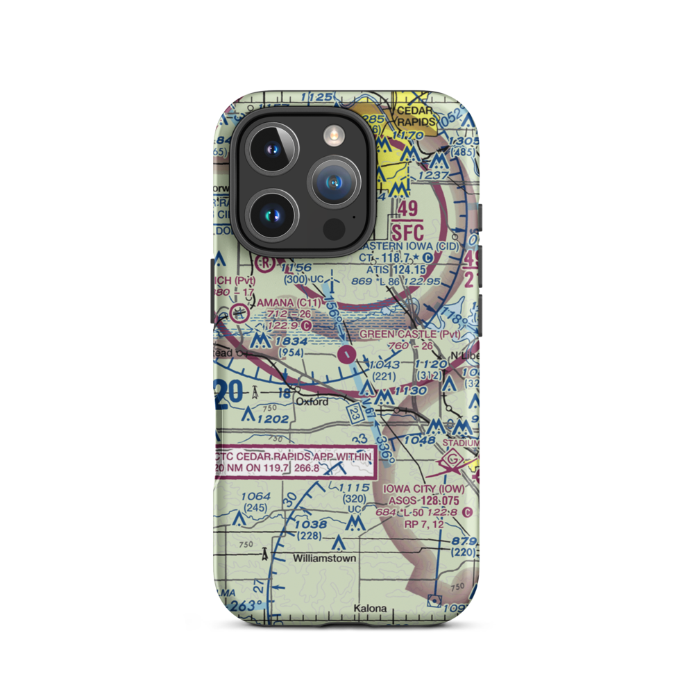 Green Castle Airport (IA24) VFR Sectional  Tough iPhone Case iPhone 16 Pro model shown