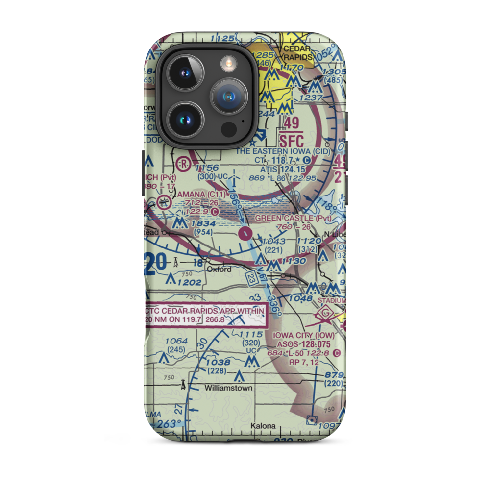 Green Castle Airport (IA24) VFR Sectional  Tough iPhone Case iPhone 16 Pro Max model shown