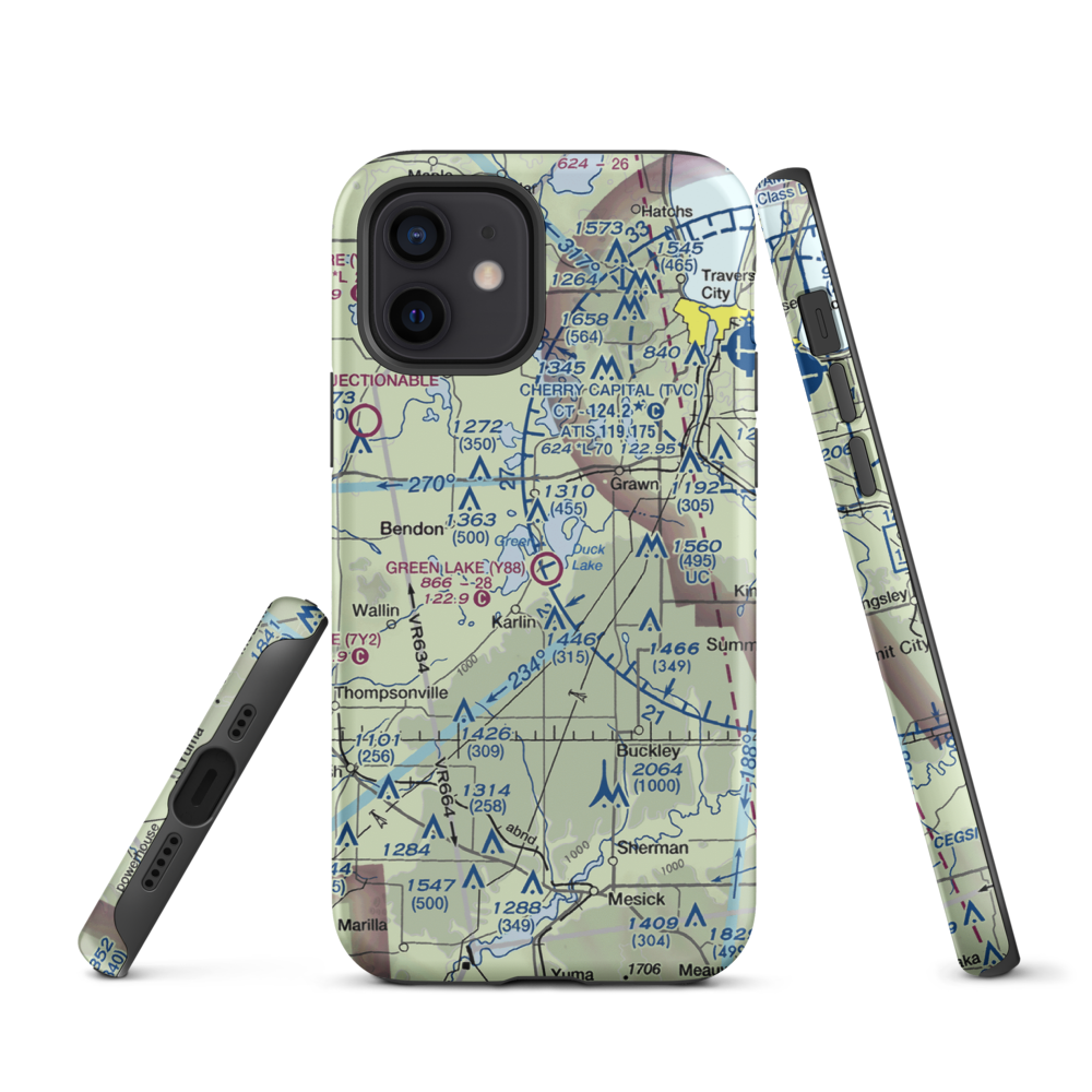 Green Lake Airport (Y88) VFR Sectional  Tough iPhone Case iPhone 12 model shown