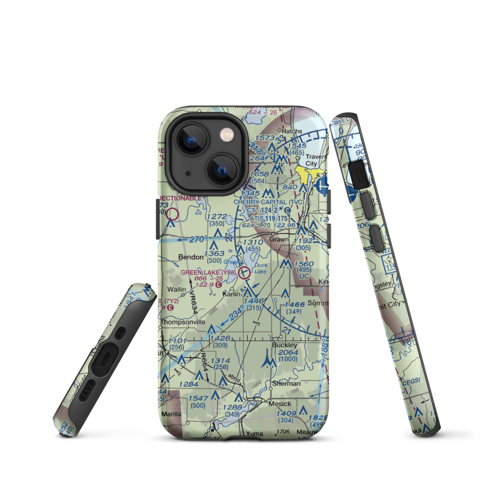 Green Lake Airport (Y88) VFR Sectional  Tough iPhone Case iPhone 13 mini model shown