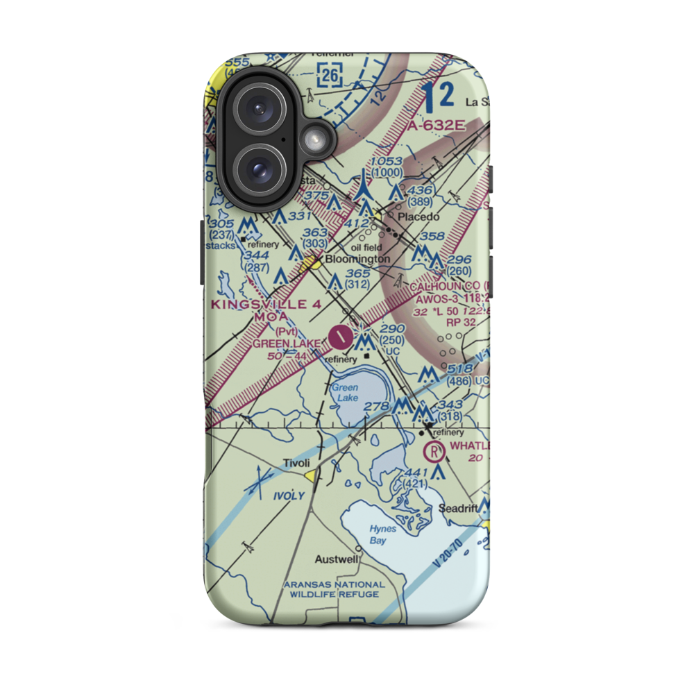 Green Lake Ranch Airport (69TX) VFR Sectional  Tough iPhone Case iPhone 16 Plus model shown