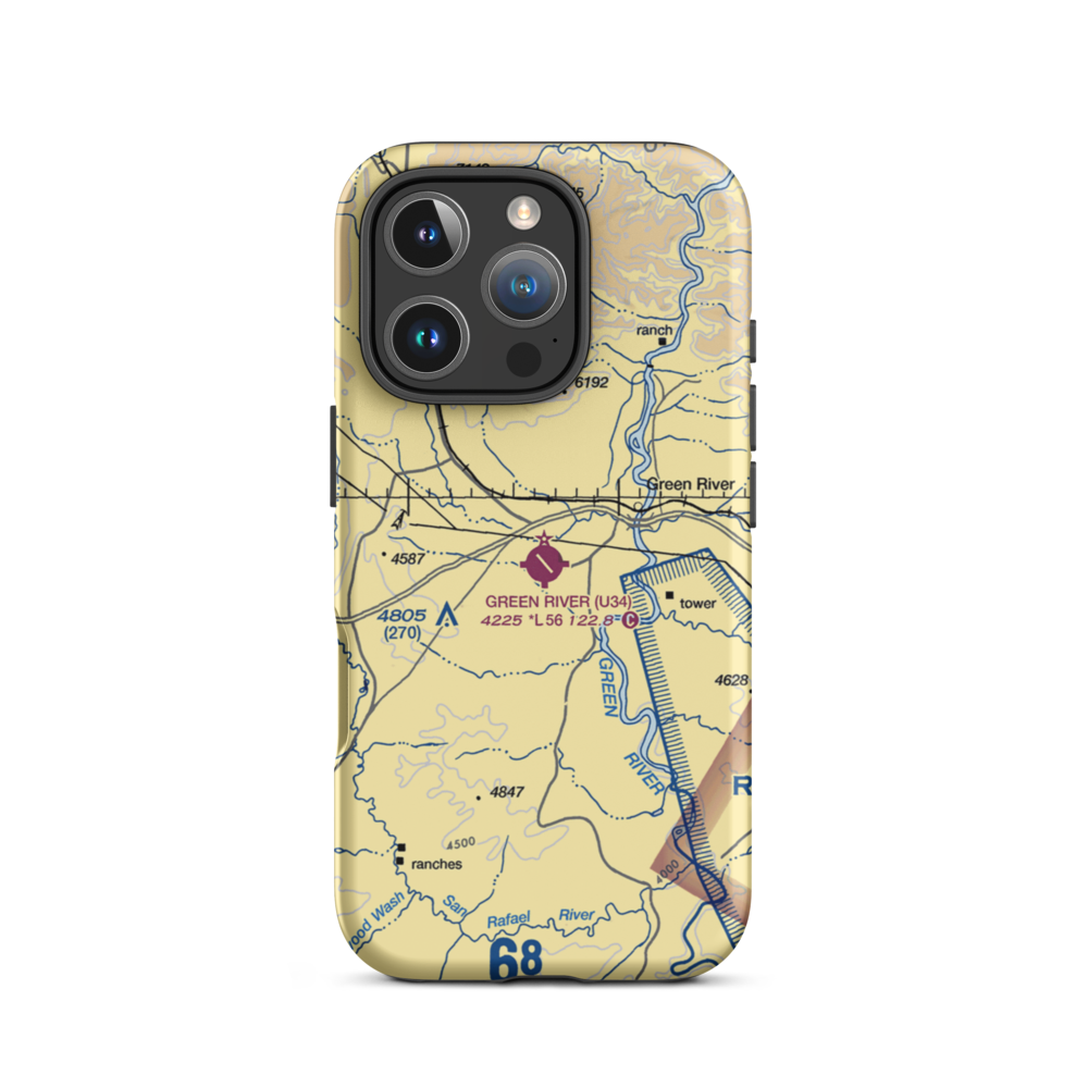 Green River Municipal Airport (U34) VFR Sectional  Tough iPhone Case iPhone 16 Pro model shown