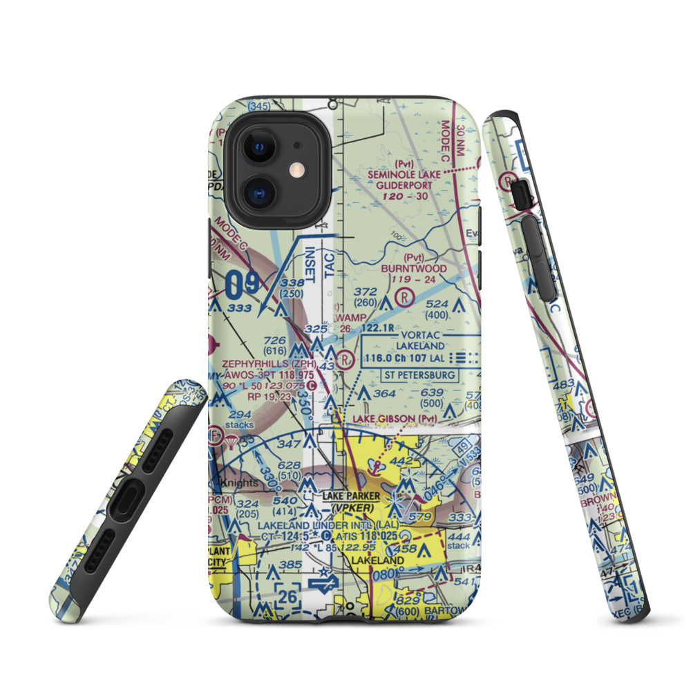 Green Swamp Aerodrome (FD33) VFR Sectional  Tough iPhone Case iPhone 11 model shown