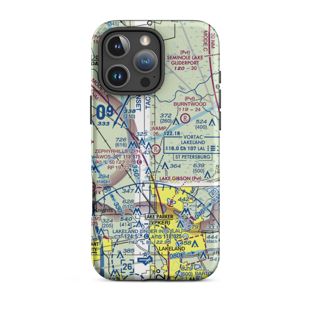 Green Swamp Aerodrome (FD33) VFR Sectional  Tough iPhone Case iPhone 16 Pro Max model shown