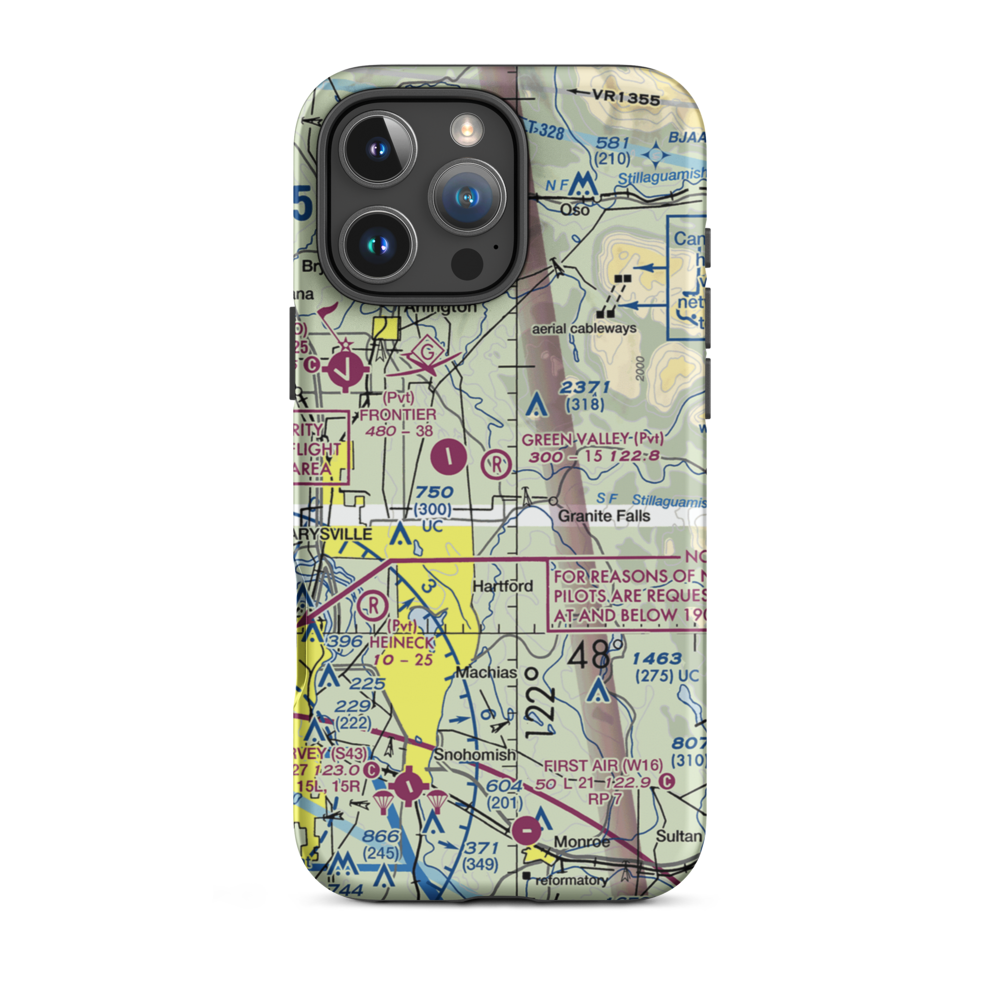 Green Valley Airfield (WA25) VFR Sectional  Tough iPhone Case iPhone 16 Pro Max model shown