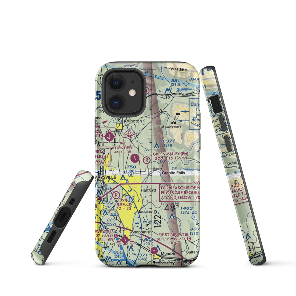 Green Valley Airfield (WA25) VFR Sectional  Tough iPhone Case iPhone 12 mini model shown