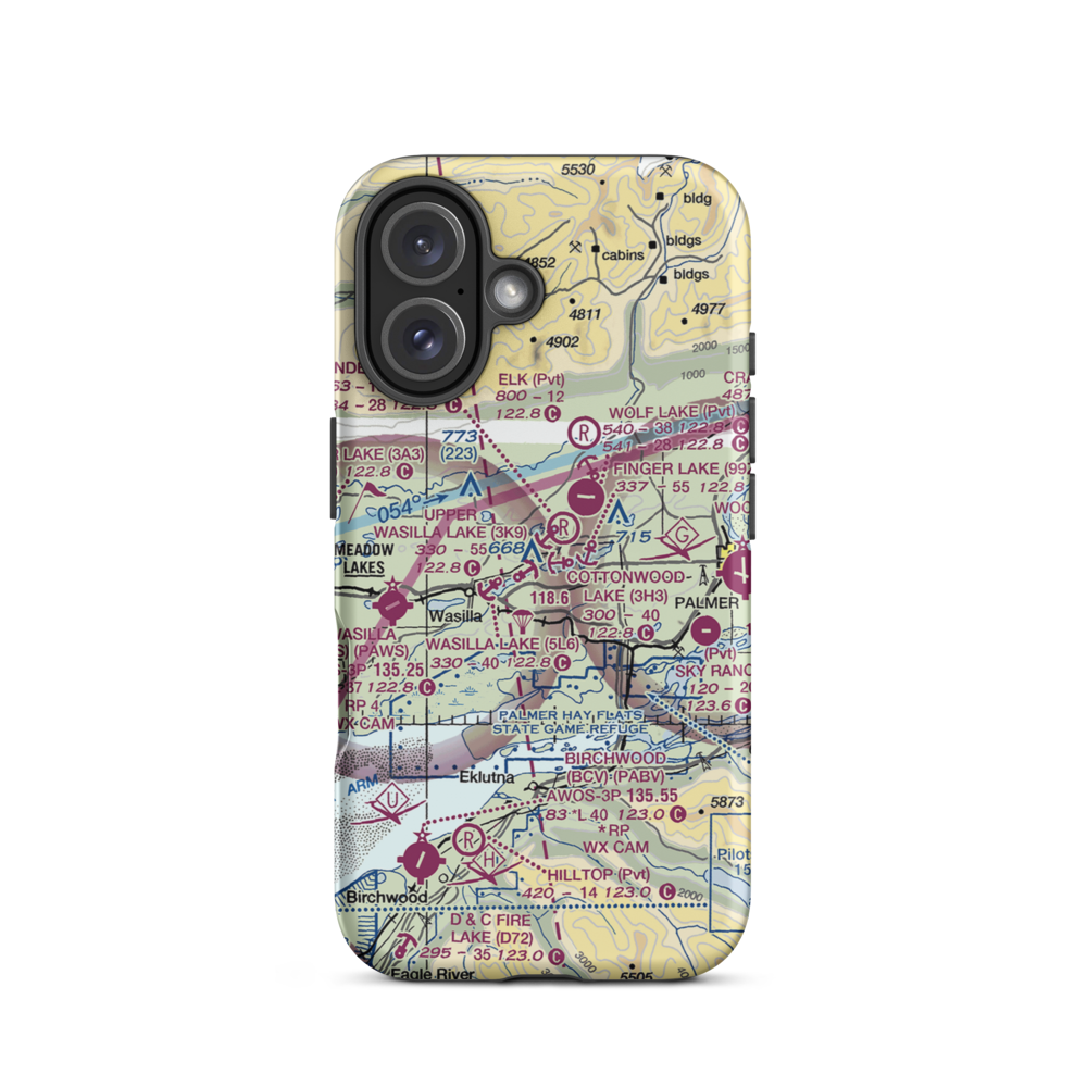 Green's Strip (AK65) VFR Sectional  Tough iPhone Case iPhone 16 model shown