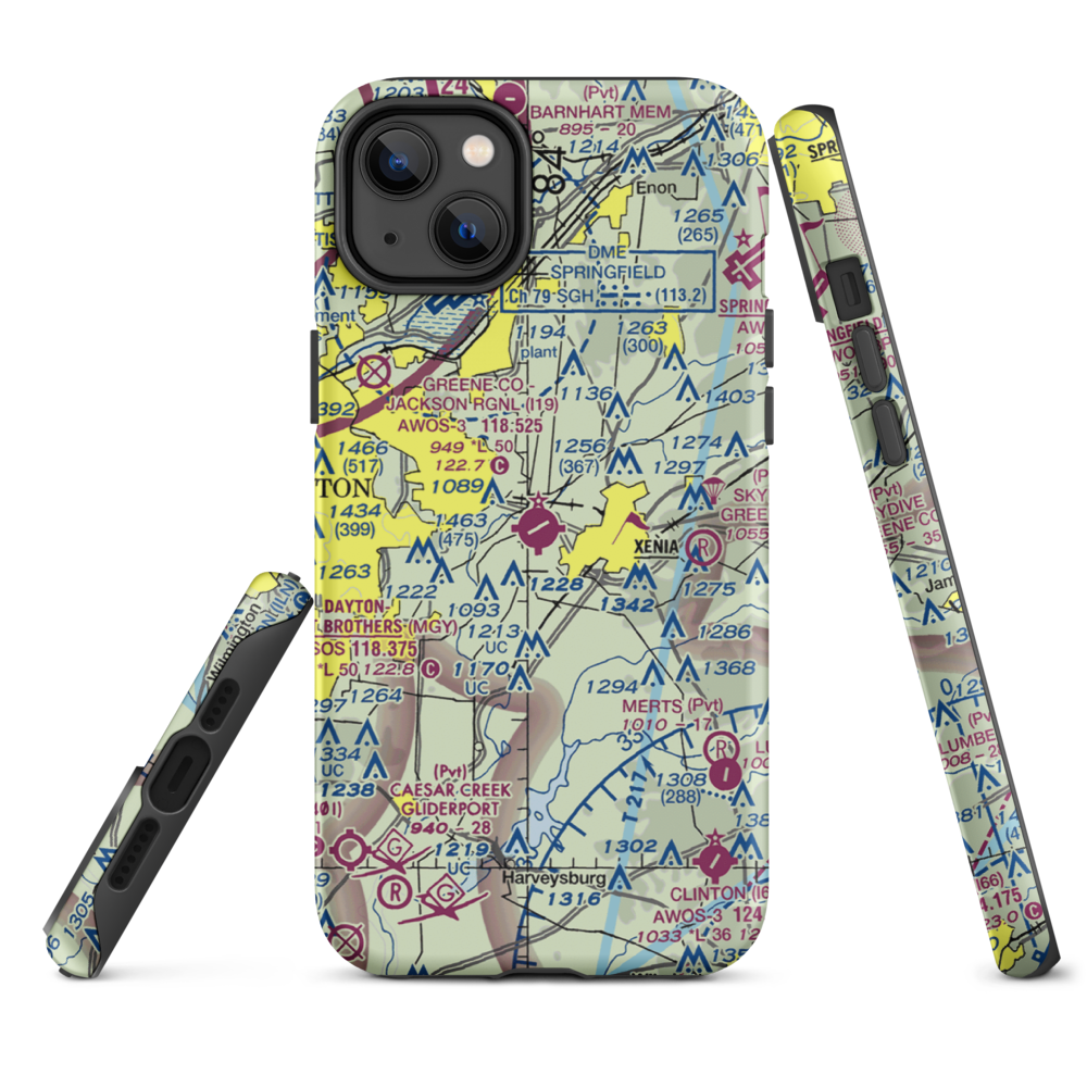 Greene County-Lewis A. Jackson Regional Airport (I19) VFR Sectional  Tough iPhone Case iPhone 14 Plus model shown