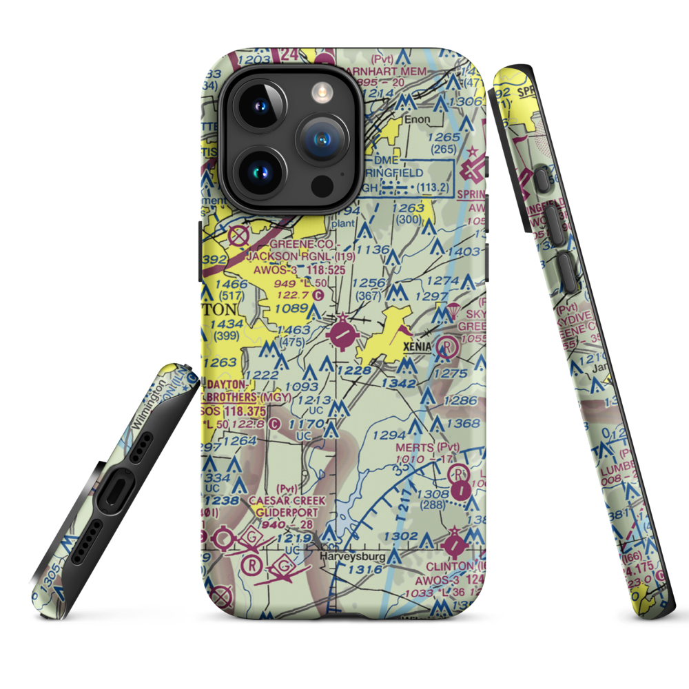 Greene County-Lewis A. Jackson Regional Airport (I19) VFR Sectional  Tough iPhone Case iPhone 15 Pro Max model shown