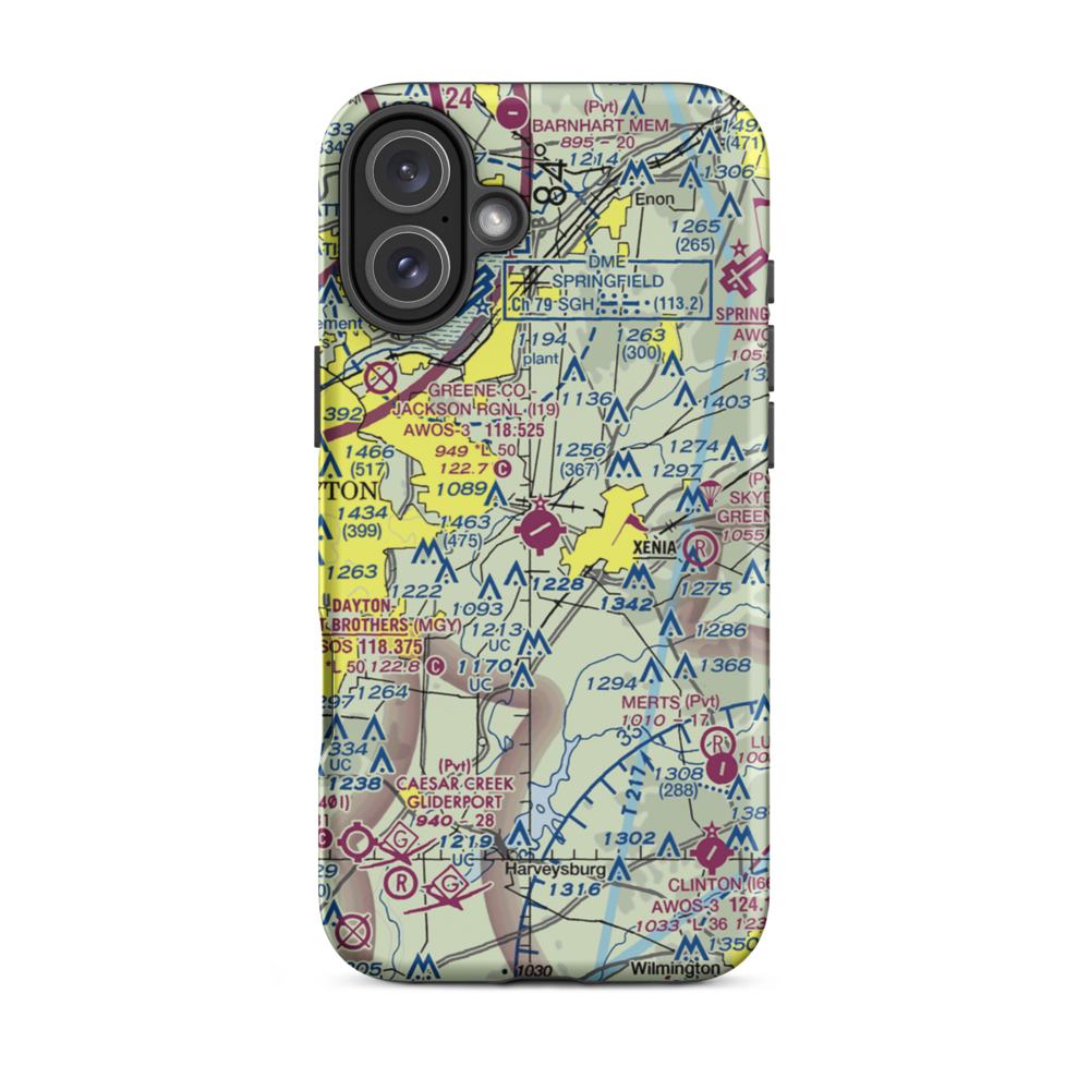 Greene County-Lewis A. Jackson Regional Airport (I19) VFR Sectional  Tough iPhone Case iPhone 16 Plus model shown