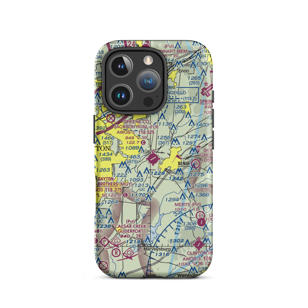 Greene County-Lewis A. Jackson Regional Airport (I19) VFR Sectional  Tough iPhone Case iPhone 16 Pro model shown