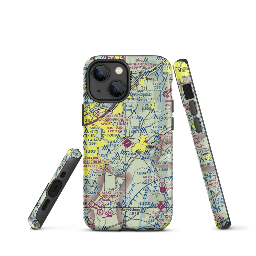 Greene County-Lewis A. Jackson Regional Airport (I19) VFR Sectional  Tough iPhone Case iPhone 13 mini model shown