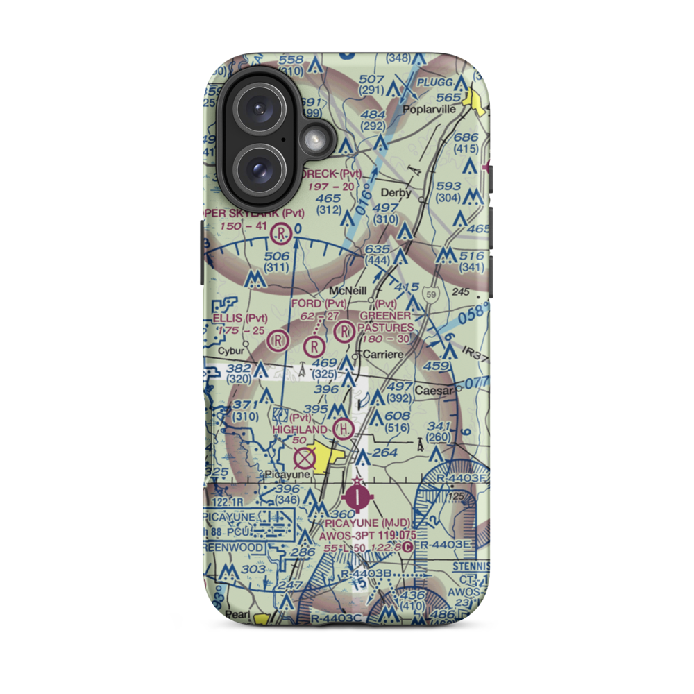 Greener Pastures Airpark (13MS) VFR Sectional  Tough iPhone Case iPhone 16 Plus model shown